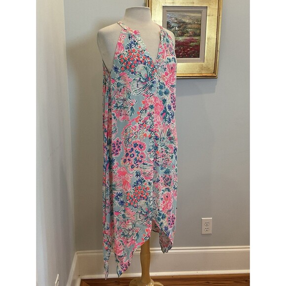 Lilly Pulitzer Monica Beach Dress Serene‎ Blue Gypsea Floral Size S NWT $158 - Picture 3 of 11